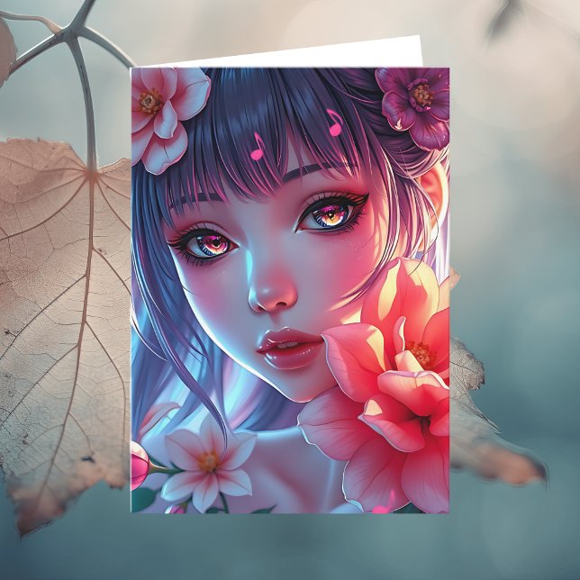 Cartão Bela Garota de Animação Aniversário (Criador carregado)