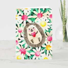 Cartão Bela Hedgehog e Daisies só porque amor