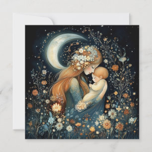 Cartão Bela Mãe e Bebê Floral Dia das Mães