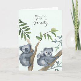 Cartão Bela Nova Família Watercolor Koala