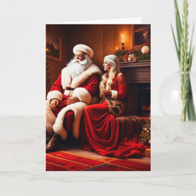 Cartão Bela Papai Noel e a Sra. Clause (Frente)