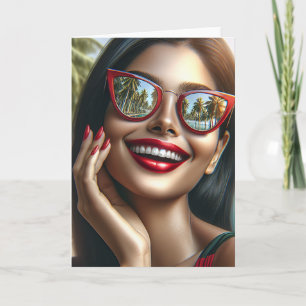 Cartão Bela Senhora Sorridente   Em Branco