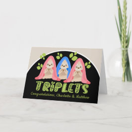 Cartão Bela Sloth Duas Meninas Um Menino Novo Triplet Beb
