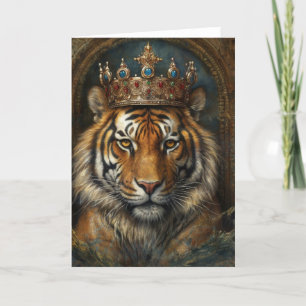 Cartão Bela Tigre em uma Coroa em todas as ocasiões