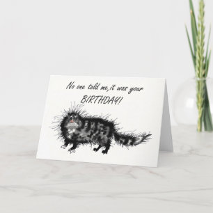 Cartão Belado aniversário, gato ranzinza.