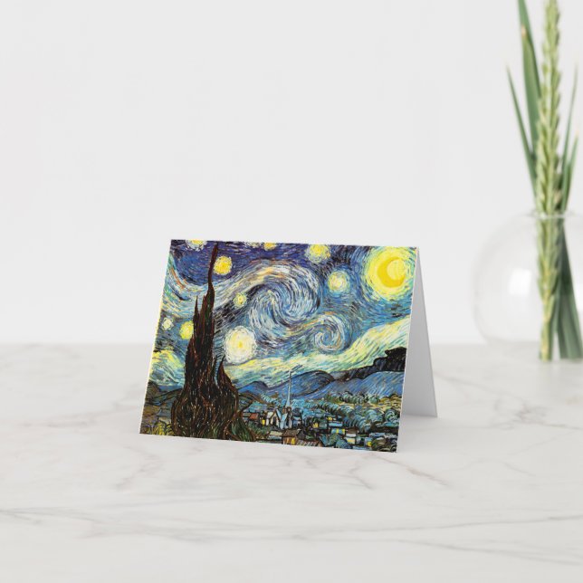 Cartão Belas artes da noite estrelado de Van Gogh (Frente)