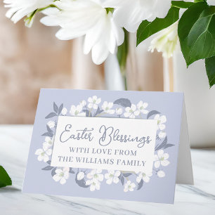 Cartão Belas Bênçãos à Páscoa Floral Roxo Personalizadas