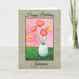 Cartão Belas Papoulas Nome Personalizado & Texto Floral A