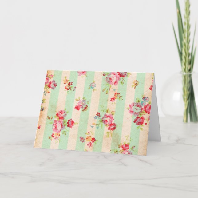 Cartão Belas rosas de vinheta e outras flores (Frente)