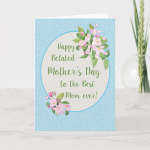 Cartão Belated Mother's Day Card, Apple Blossom, Sky Blue
