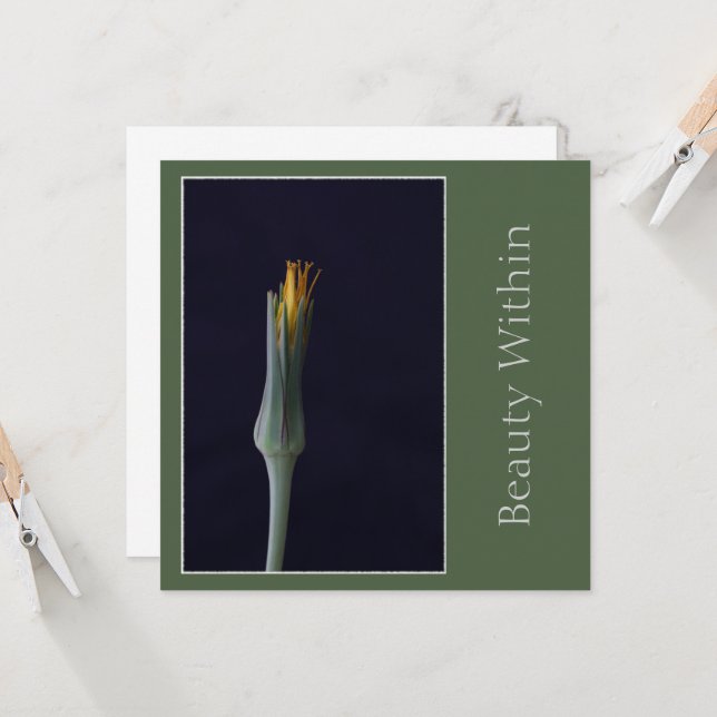 Cartão Beleza Interior Tons Florais Elegantes em Verde e  (Frente/Verso In Situ)