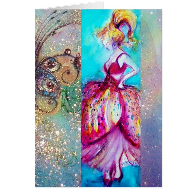 Cartão BELEZA NO VESTIDO DE PINK/Fábrica de Borboletas Má (Frente)