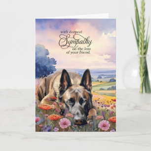 Cartão Belga Malinois Campo de Flores Selvagens Simpatia 