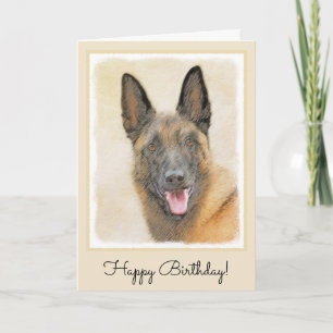Cartão Belgian Malinois Painting - Cute Original Dog Art