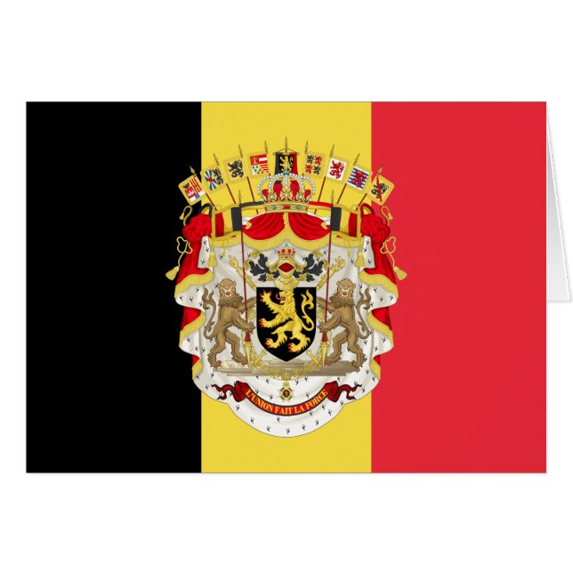 Cartão Bélgica Flag & COA (Frente Horizontal)