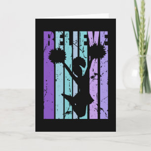 Cartão Believe Girls Cheerleader Birthday Retro