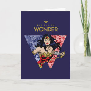Cartão "Believe In Wonder" Wonder Woman Lasso Comic Logo