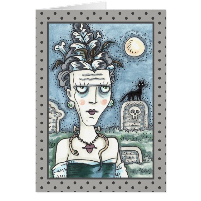 CARTÃO BELÍSSIMO MONSTRO FRANKENELLA ASSUSTADOR, GRAVES E (Frente)