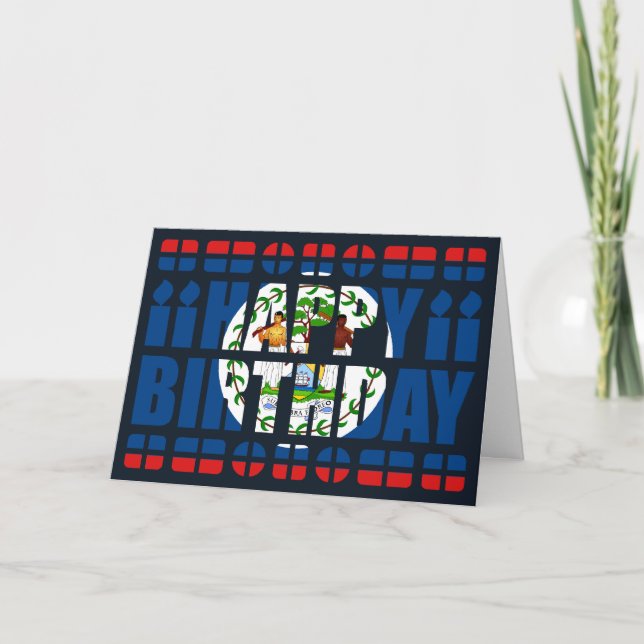 Cartão Belize Flag Birthday Card (Frente)