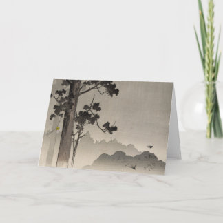 Cartão Bell que pendura de uma árvore - japonês Woodblock