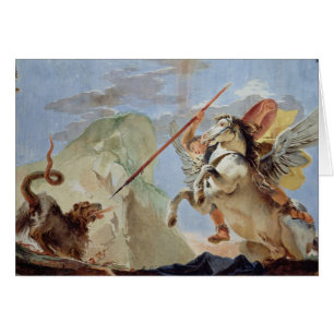 Cartão Bellerophon, Pegasus de montada, massacrando o