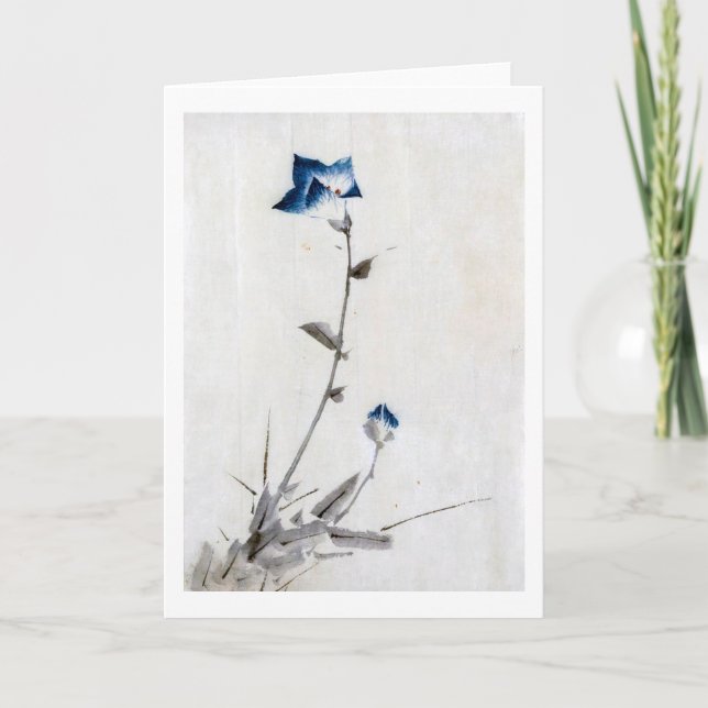 Cartão Bellflower azuis japoneses, Hokusai, Ukiyo-e (Frente)