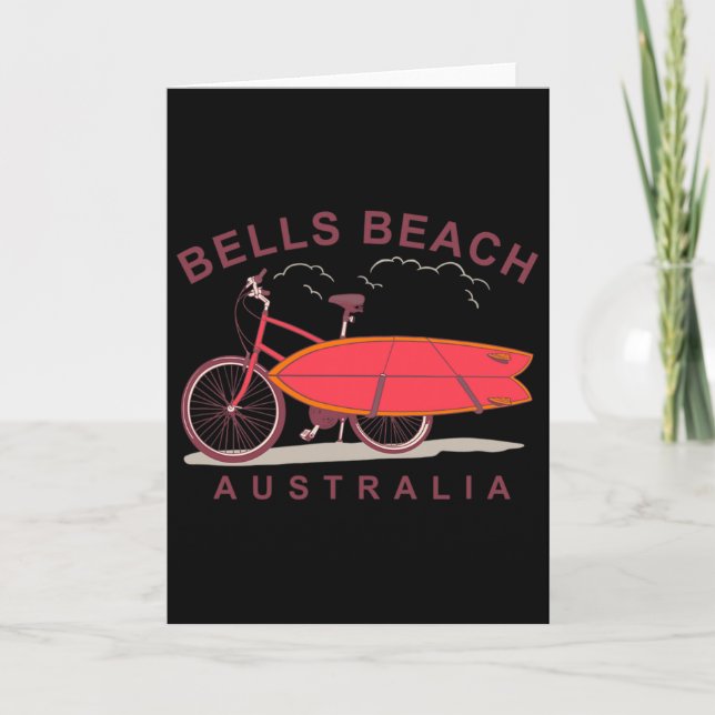 Cartão Bells Beach Australia Surfboard Bike Surfer  (Frente)