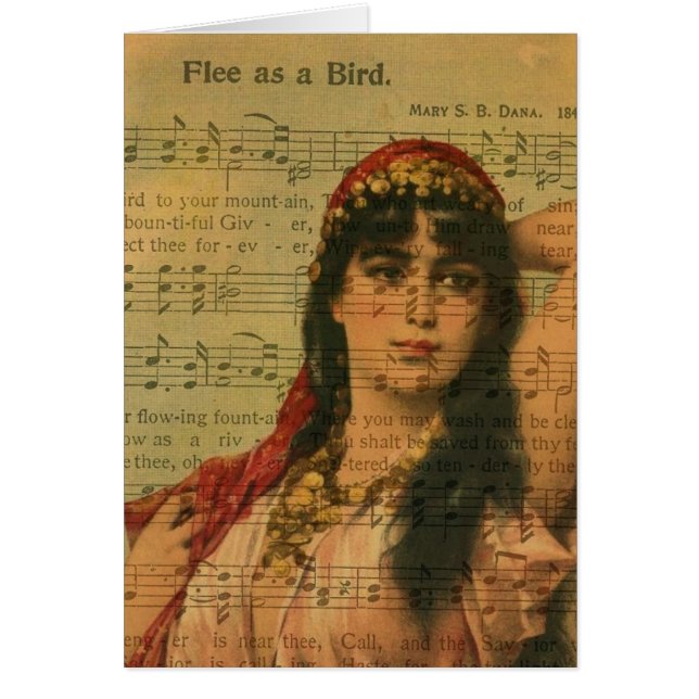 Cartão Bellydancer Collage Flee como uma Música de Pássar (Frente)