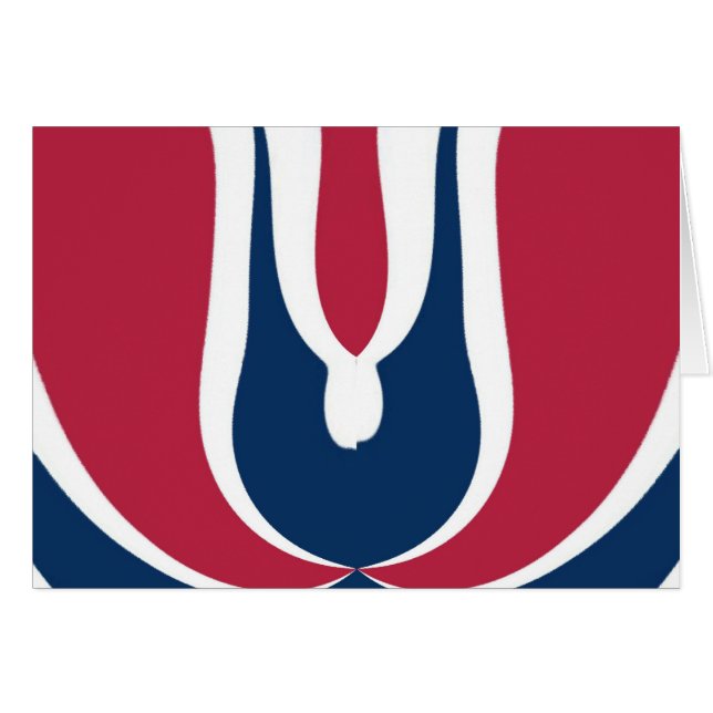 Cartão Belo Abstrato de cor vermelho, branco, azul de tex (Frente Horizontal)