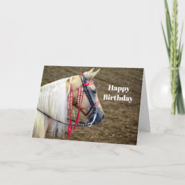 Cartão Belo Aniversário da Foto do Cavalo de Palomino