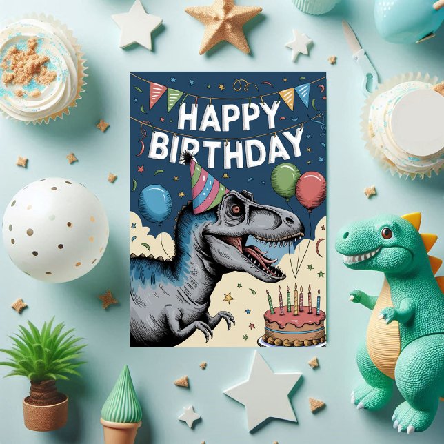 Cartão Belo aniversário do dinossauro (Fun Dinosaur Birthday Card)