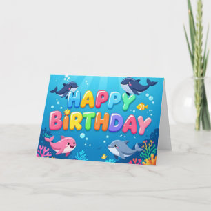 Cartão Belo Aniversário feliz golfinho náutico