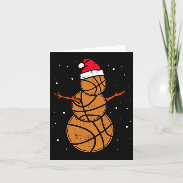 Cartão Belo Basquete Para Rapazes Meninas Neve De Natal (Frente)