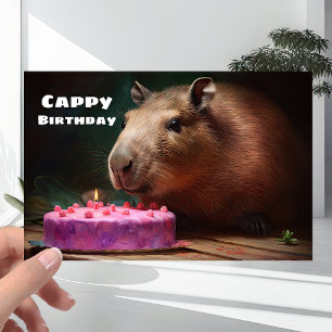 Cartão Belo Brincadeiro Capybara - Feliz Aniversário de "