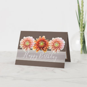 Cartão Belo Buquê Floral Orange Dahlias Birthday