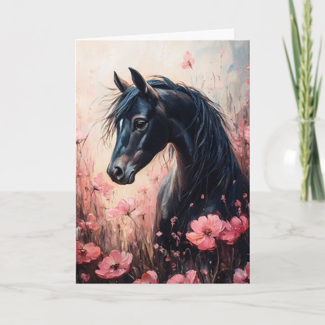 Cartão Belo Cavalo Blush Flores Rosa (Frente)