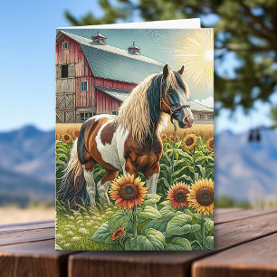 Cartão Belo Cavalo Pensado   Feliz aniversário