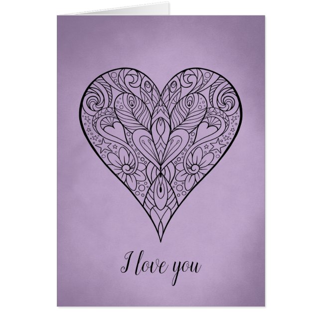 Cartão Belo Coração Mandala Eu te amo (Frente)
