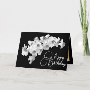 Cartão Belo e Bonito Buquê Daffodils Branco Aniversário