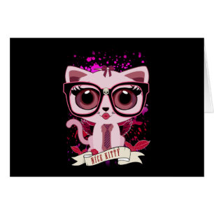 Cartão Belo Gatinho - Preto e PInk