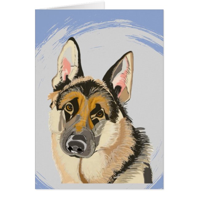 Cartão Belo German shepherd, Desenho De Cão Alsaciano (Frente)