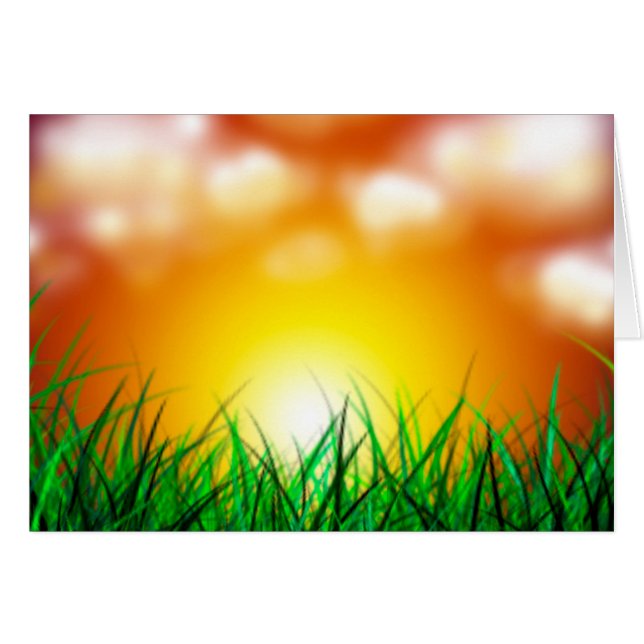 Cartão Belo nascer do sol sobre um campo de grama (Frente Horizontal)