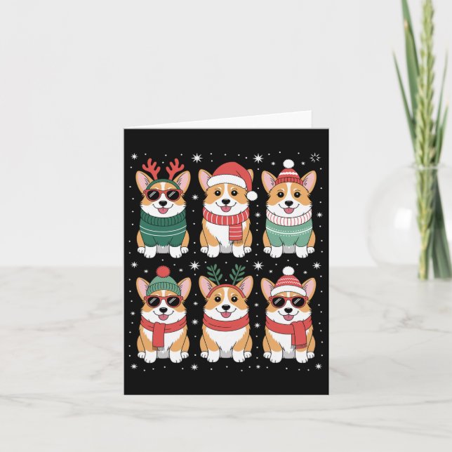 Cartão Belo Natal de Corgi Santa Hat (Frente)