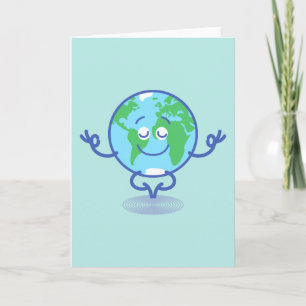 Cartão Belo planeta Terra meditando de forma pacífica
