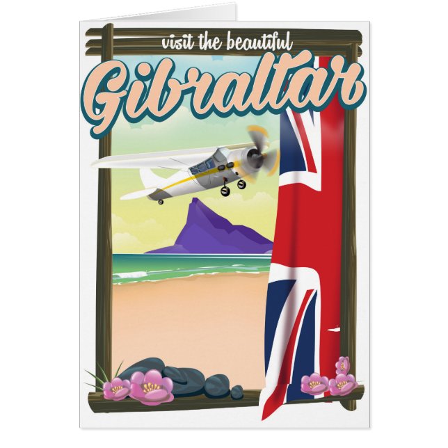 Cartão Belo Poster de viagens de Gibraltar (Frente)