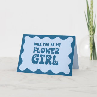 Cartão Belo Retro Azul Seja Minha Proposta De Menina Flor
