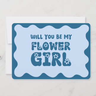 Cartão Belo Retro Azul Seja Minha Proposta De Menina Flor