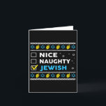 Cartão Belo Suéter Judeu e Malvado Chanukah Chanukah<br><div class="desc">Belo e malvado Judeu Ugly Hanukkah Suéter Chanukah Presente Judeu</div>