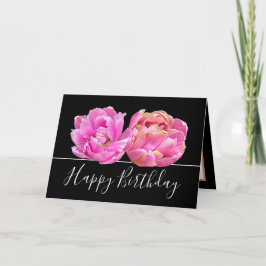 Cartão Belo Tulipa Rosa Bonito Buquê Floral Aniversário
