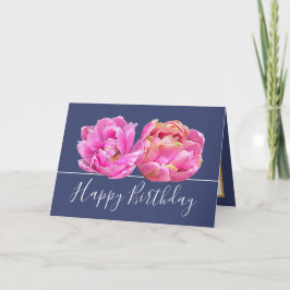Cartão Belo Tulipa Rosa Bonito Buquê Floral Aniversário